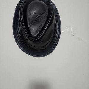 Black  Faux Leather Fidora